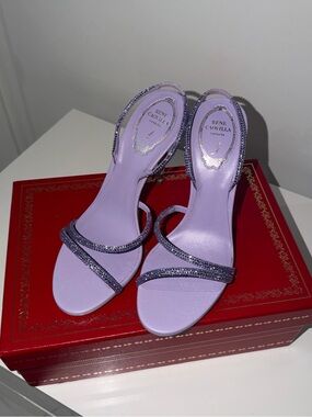 Rene Caovilla Lilac Crystal-Strap Stiletto Sandal